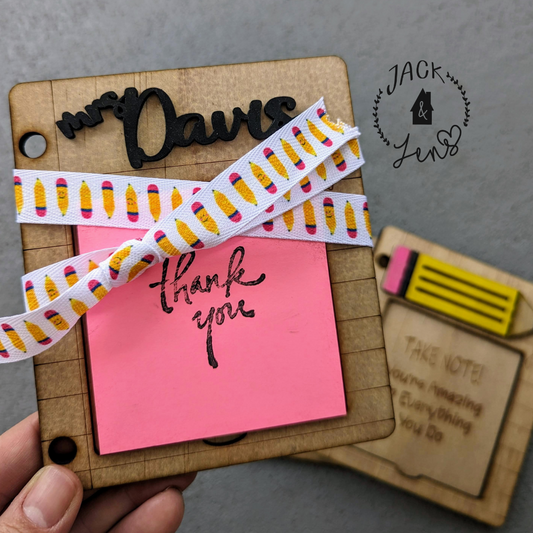 Mini Notebook Paper + Teacher Name | Sticky Notepad & Holder