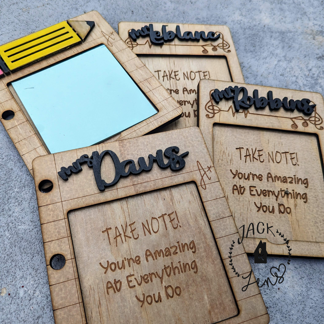 Mini Notebook Paper + Teacher Name | Sticky Notepad & Holder
