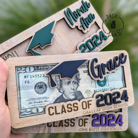 Grad Name + Class Date | Graduation Gift Money Holder