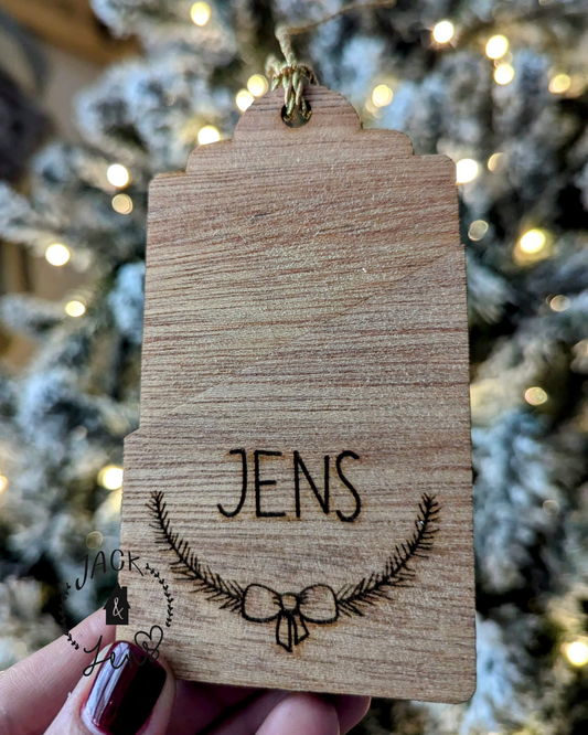 Holiday Bow + Engraved Name + Gift Card | Money Holder Gift Tag