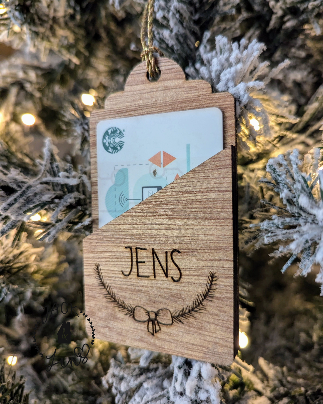 Holiday Bow + Engraved Name + Gift Card | Money Holder Gift Tag