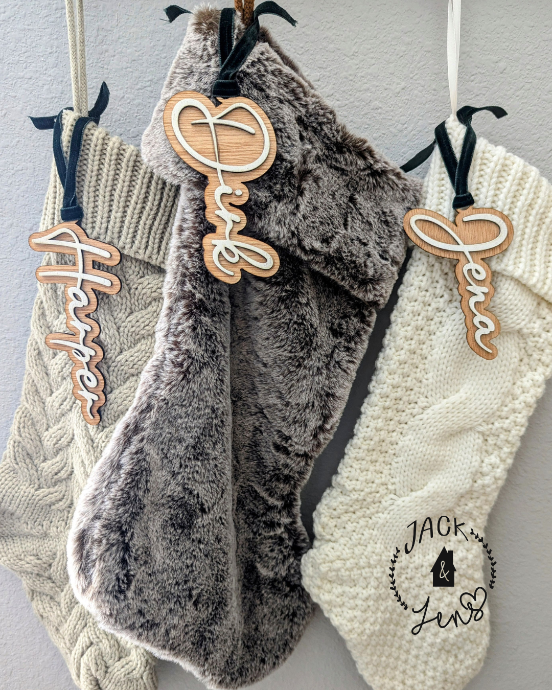 Cursive Offset Name | Holiday Gift Tag