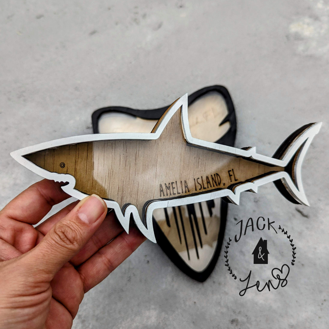 Shark + Engraved Name | Shadow Box