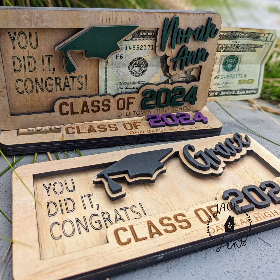 Grad Name + Class Date | Graduation Gift Money Holder