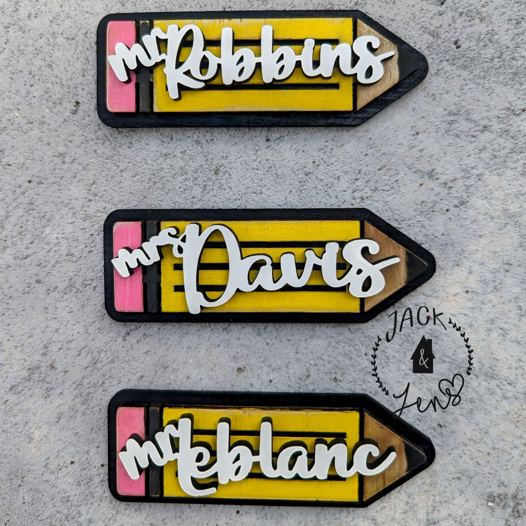Classic Pencil + Name Tag | Teacher Appreciation Magnet