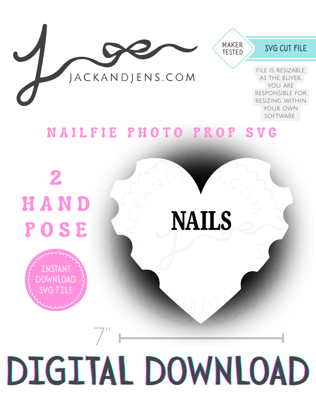 SVG File - Nailfie Photo Prop + 2 Hand Pose