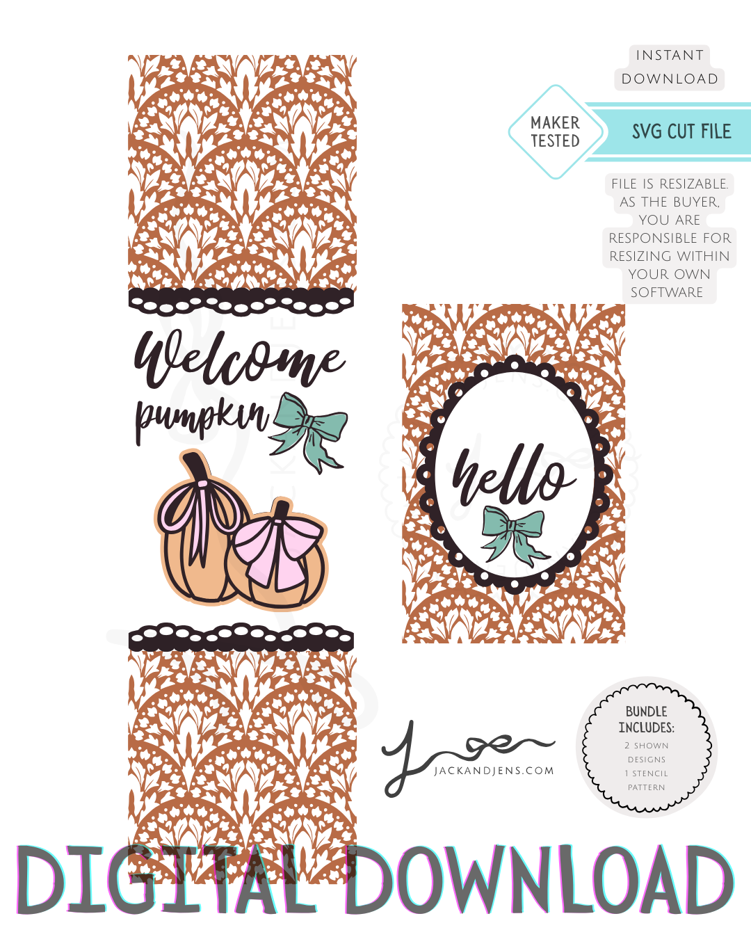 SVG File - Welcome Pumpkin & Hello Fall Bundle
