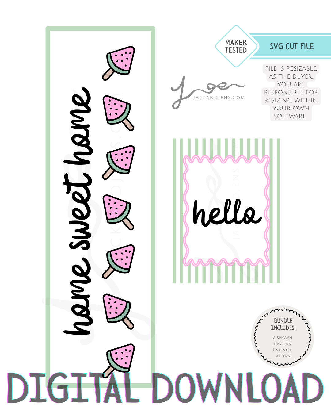 SVG File - Watermelon Popsicles Bundle