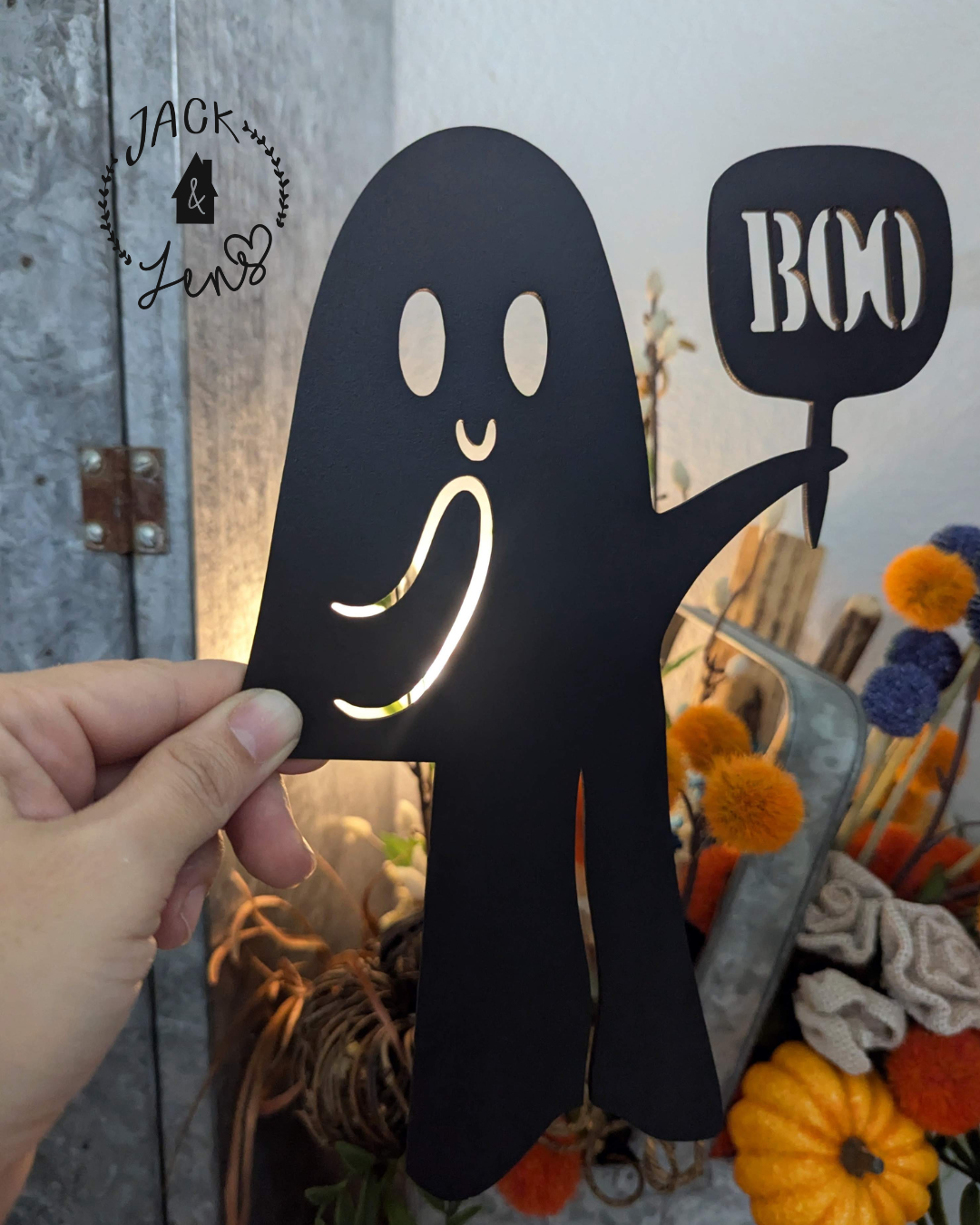 Friendly Ghost Boo Sign | Door Corner Silhouette
