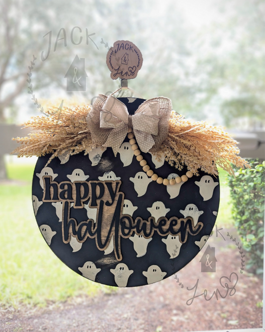 RTS - Hey Boo + Happy Halloween Ghosties | Halloween Door Set