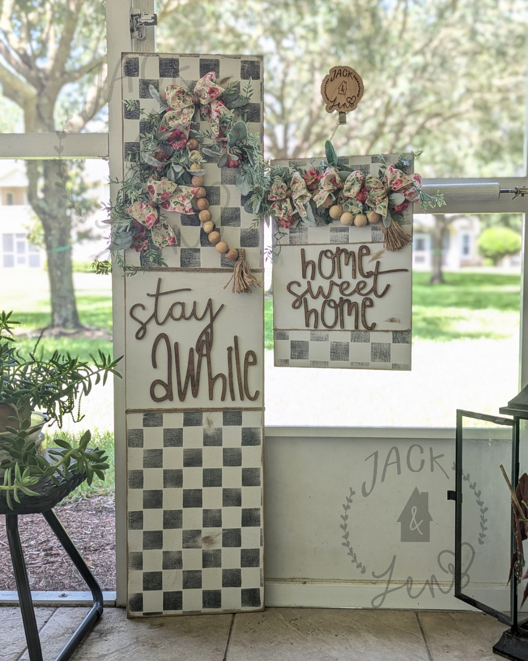 RTS - Stay Awhile + HSH | Shabby Chic Door Set