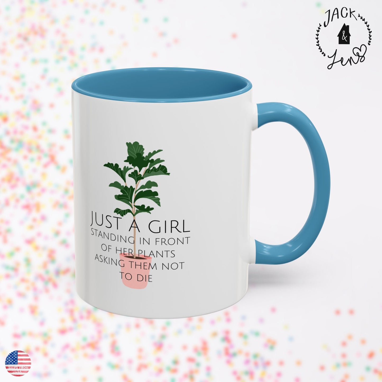 JUST A GIRL Accent Coffee Mug