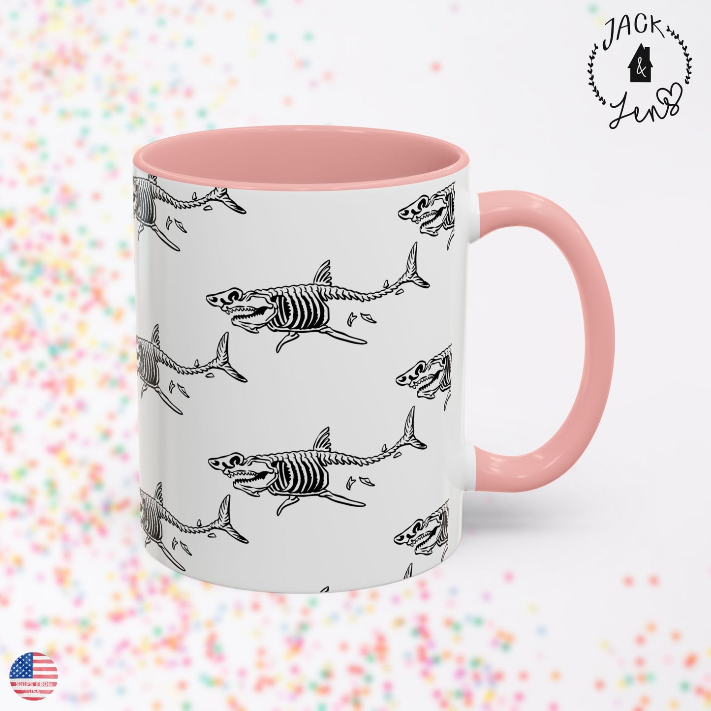 SKELTON SHARK PATTERN Accent Coffee Mug