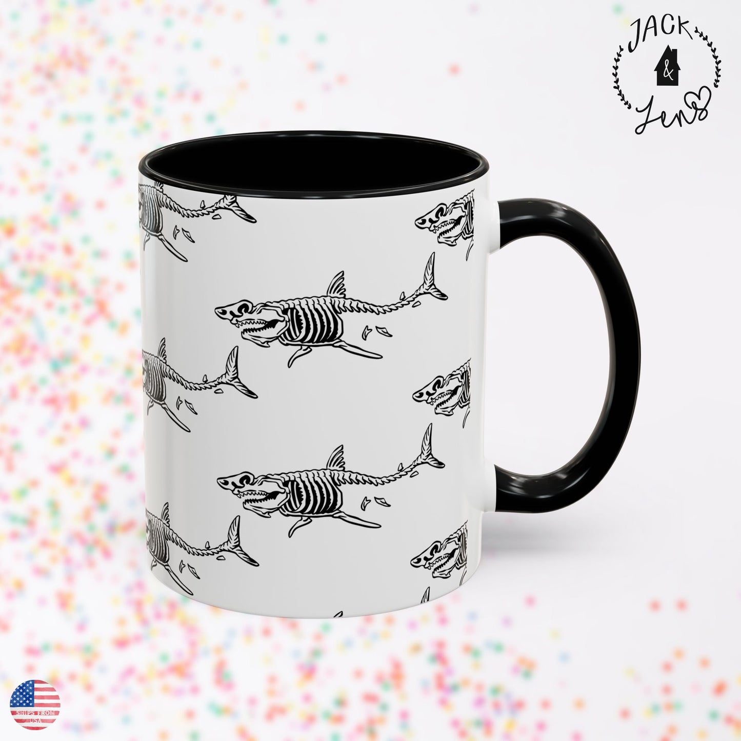 SKELTON SHARK PATTERN Accent Coffee Mug