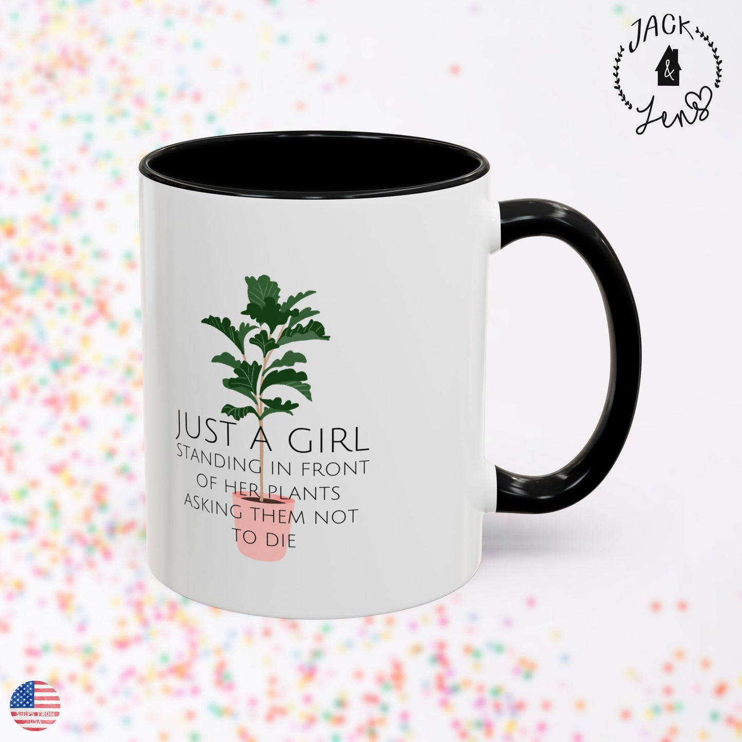 JUST A GIRL Accent Coffee Mug