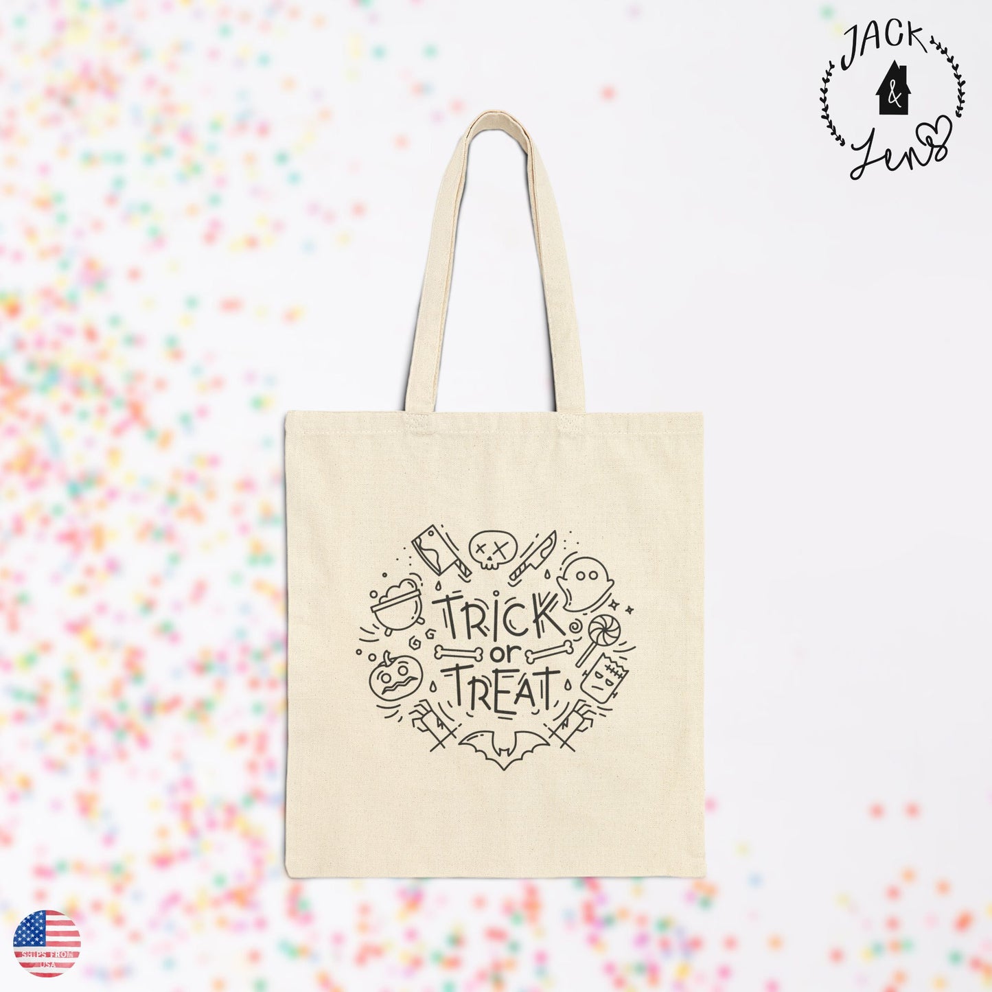 TRICK OR TREAT DOODLES Candy Tote Bag