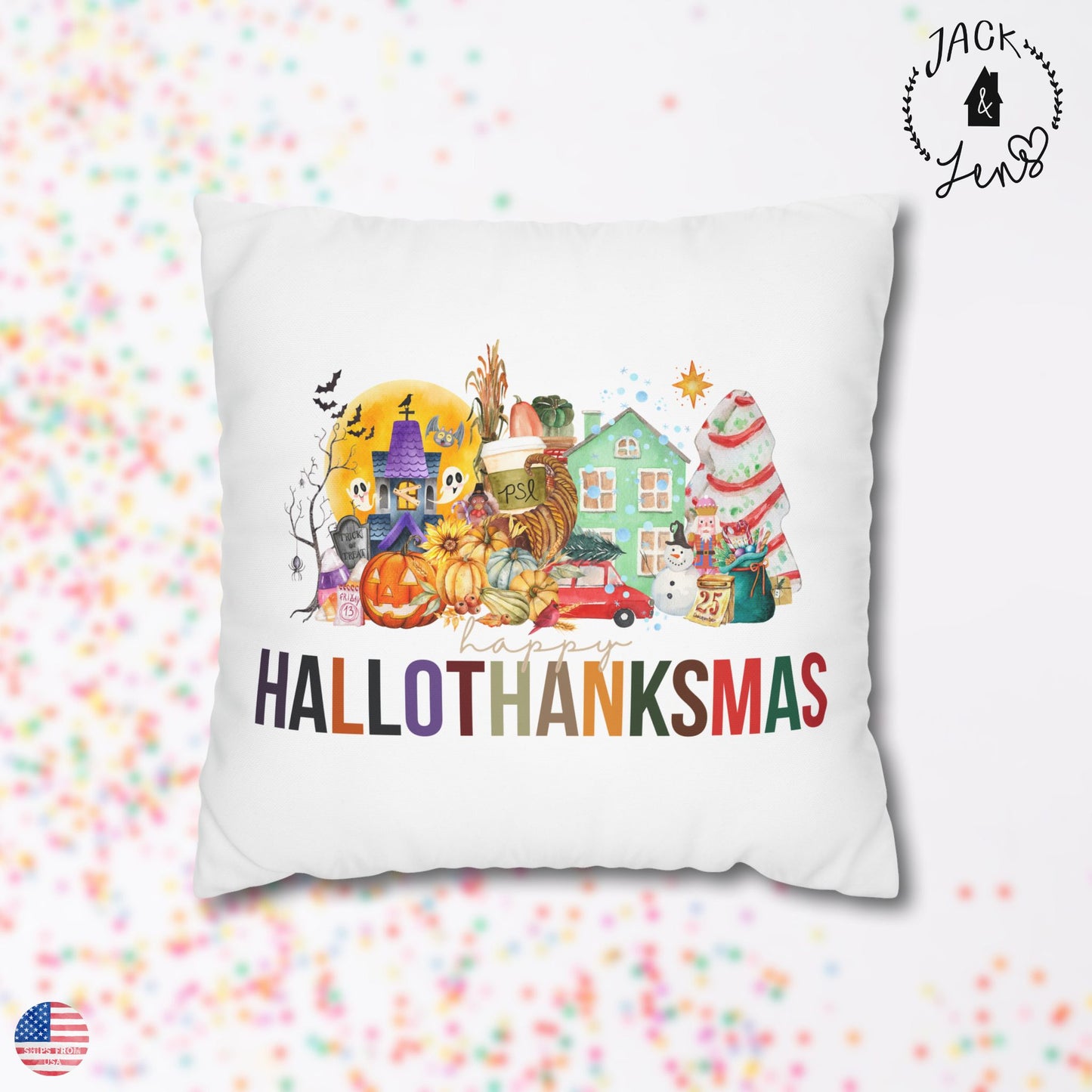 HAPPY HALLOTHANKSMAS Pillowcase