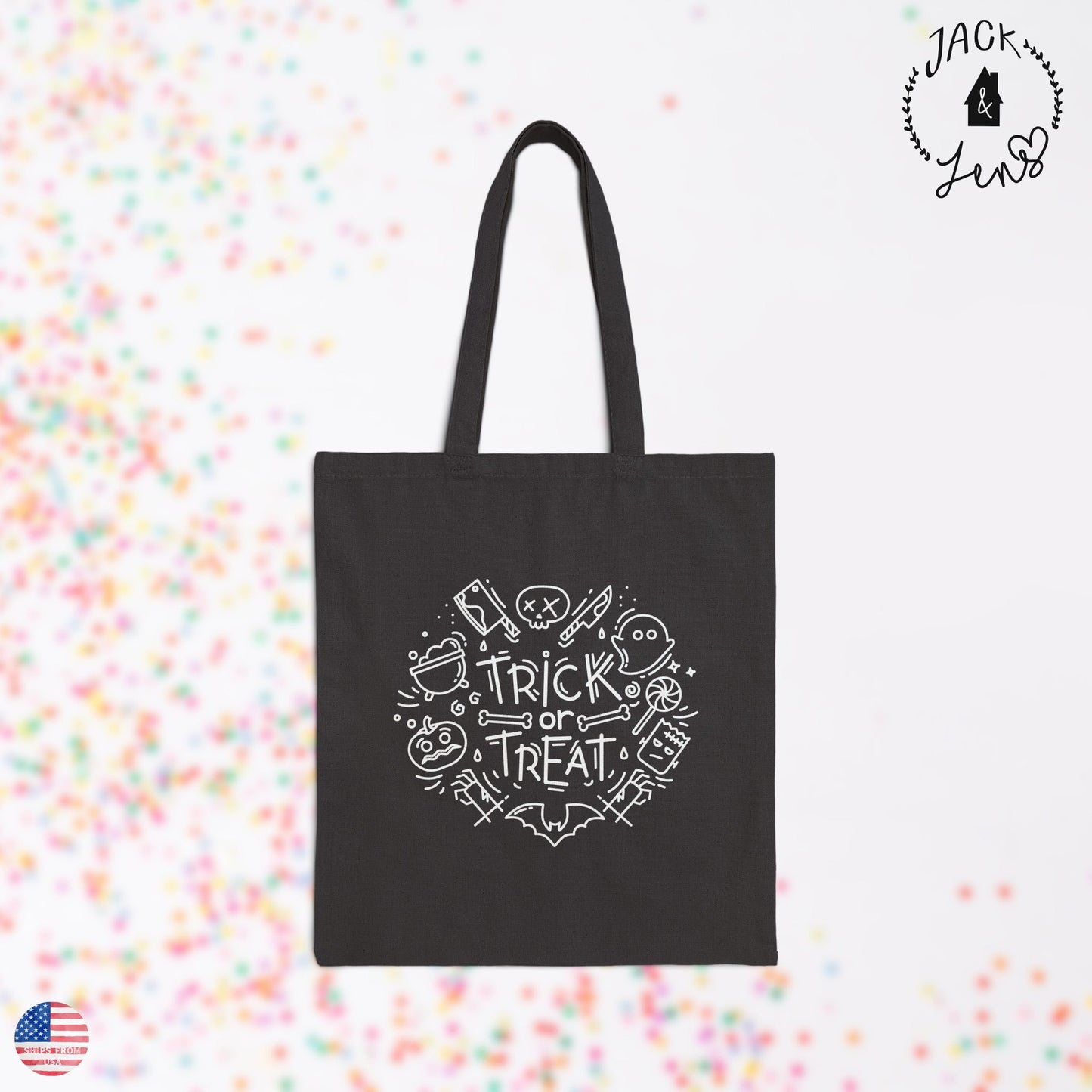 TRICK OR TREAT DOODLES Candy Tote Bag