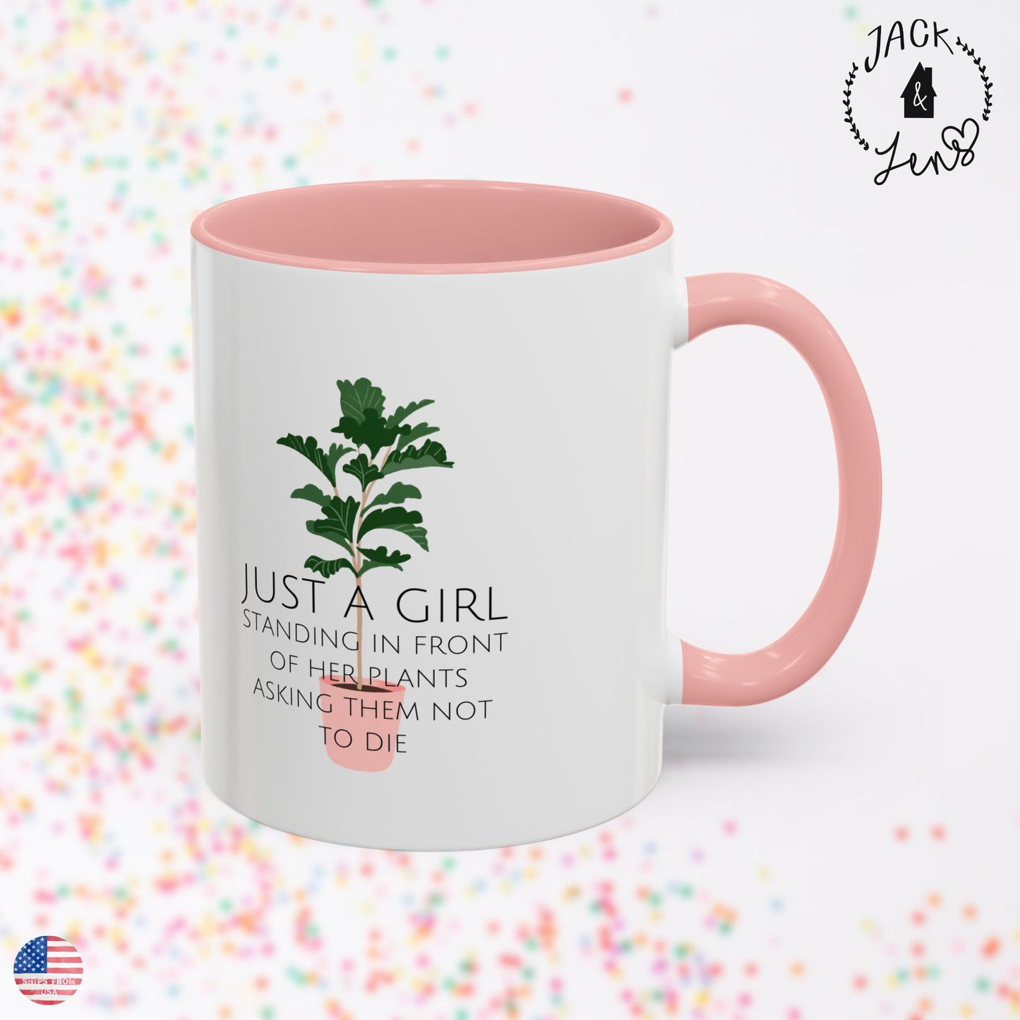 JUST A GIRL Accent Coffee Mug