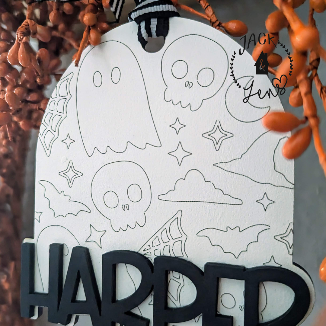 SPOOKY DOODLE NAME Halloween Tag Ornament