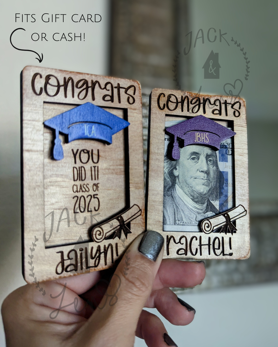 Grad Name + Class Cap | Graduation Gift Money Photo Holder Magnet