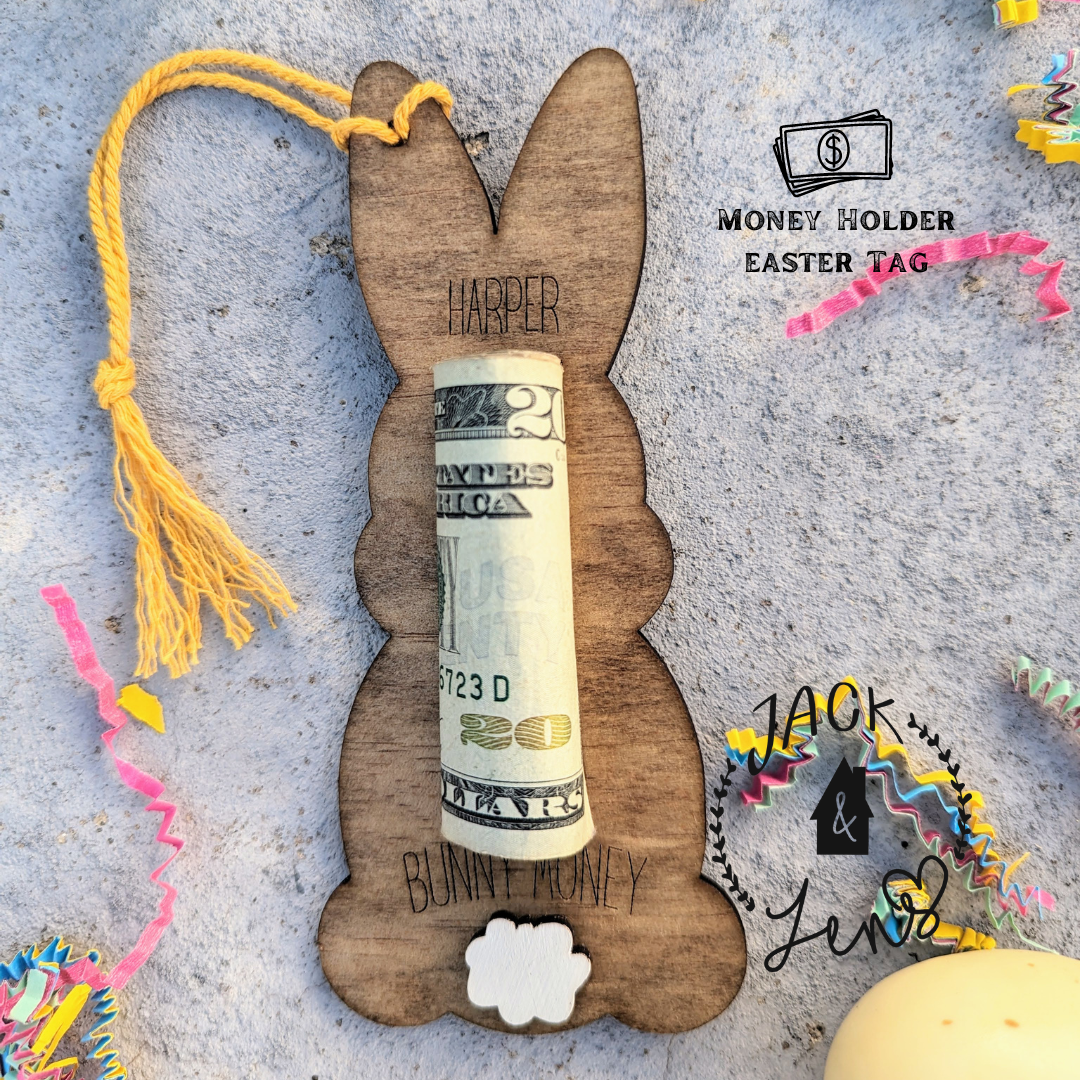 PERSONALIZED BUNNY MONEY Tag