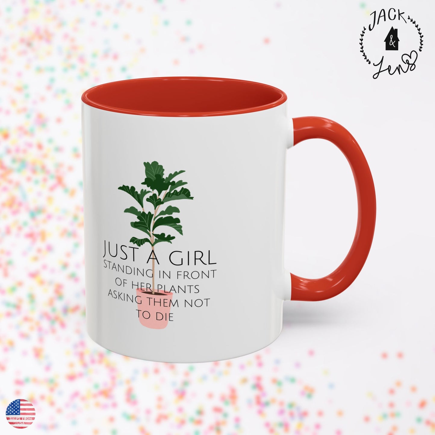 JUST A GIRL Accent Coffee Mug