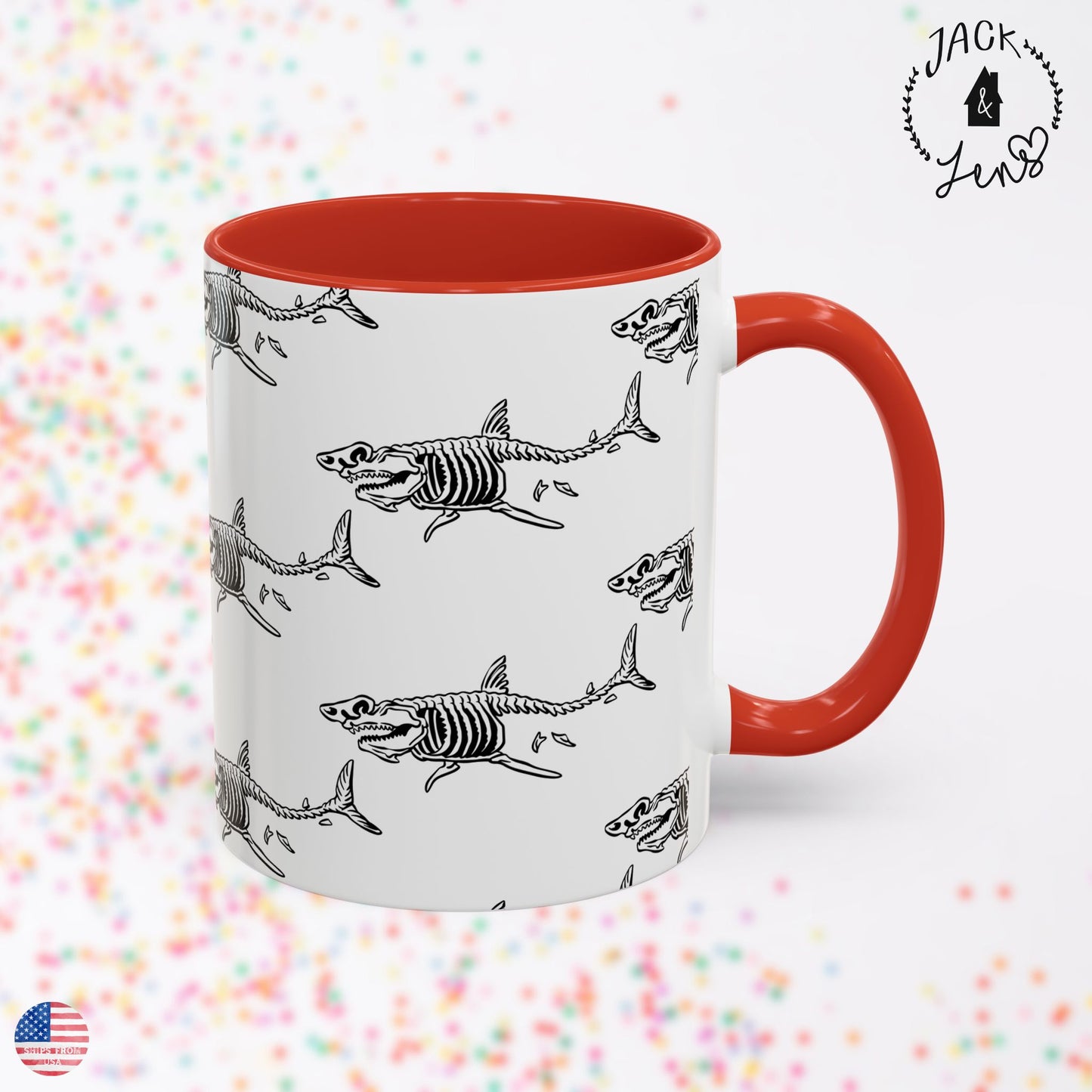 SKELTON SHARK PATTERN Accent Coffee Mug