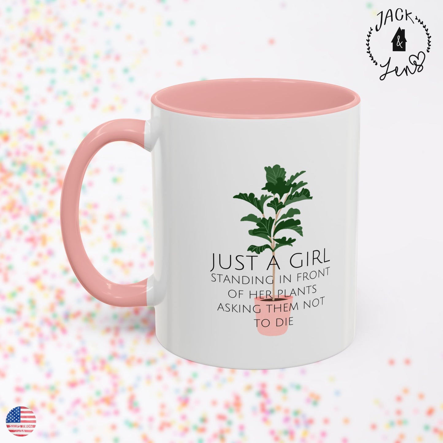 JUST A GIRL Accent Coffee Mug