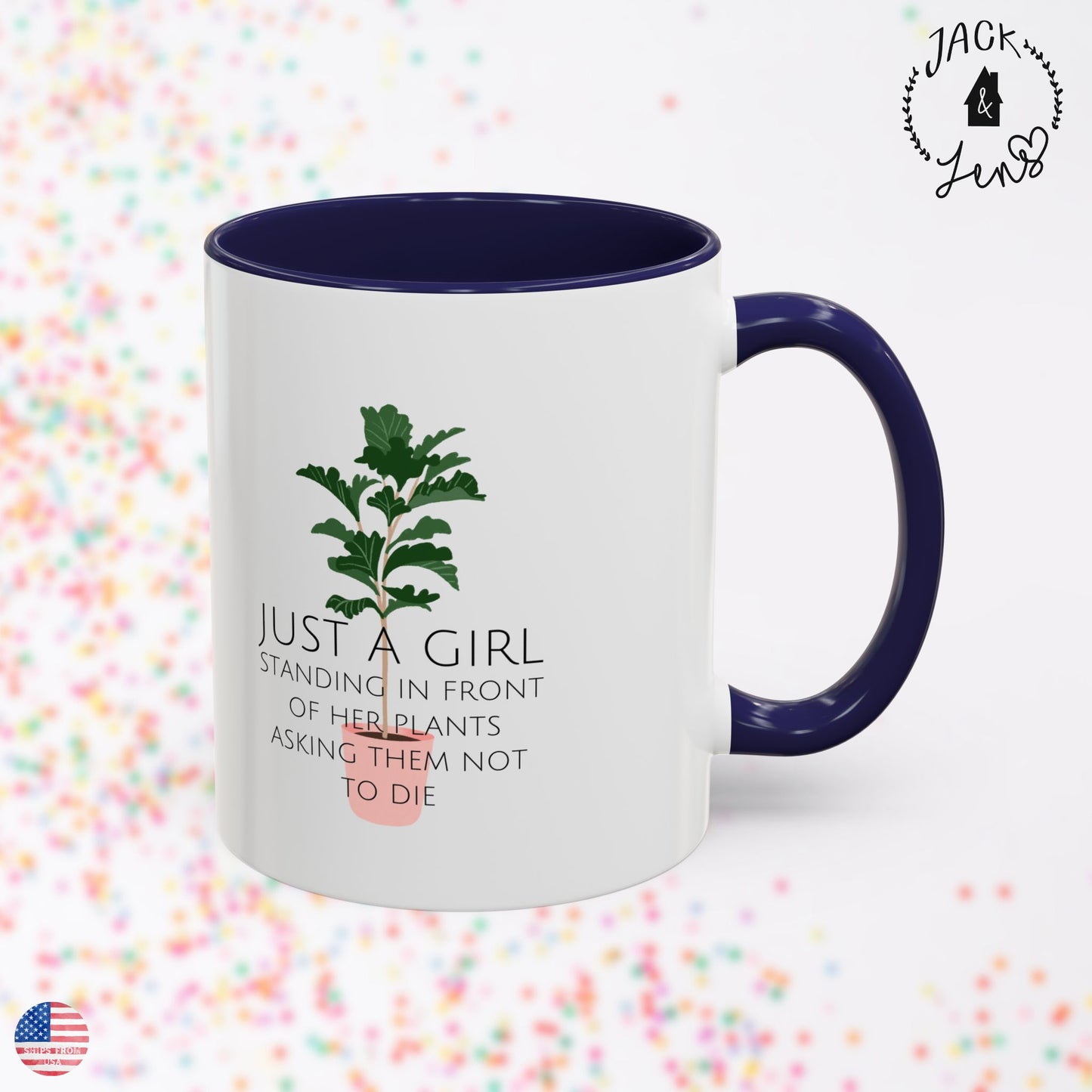 JUST A GIRL Accent Coffee Mug