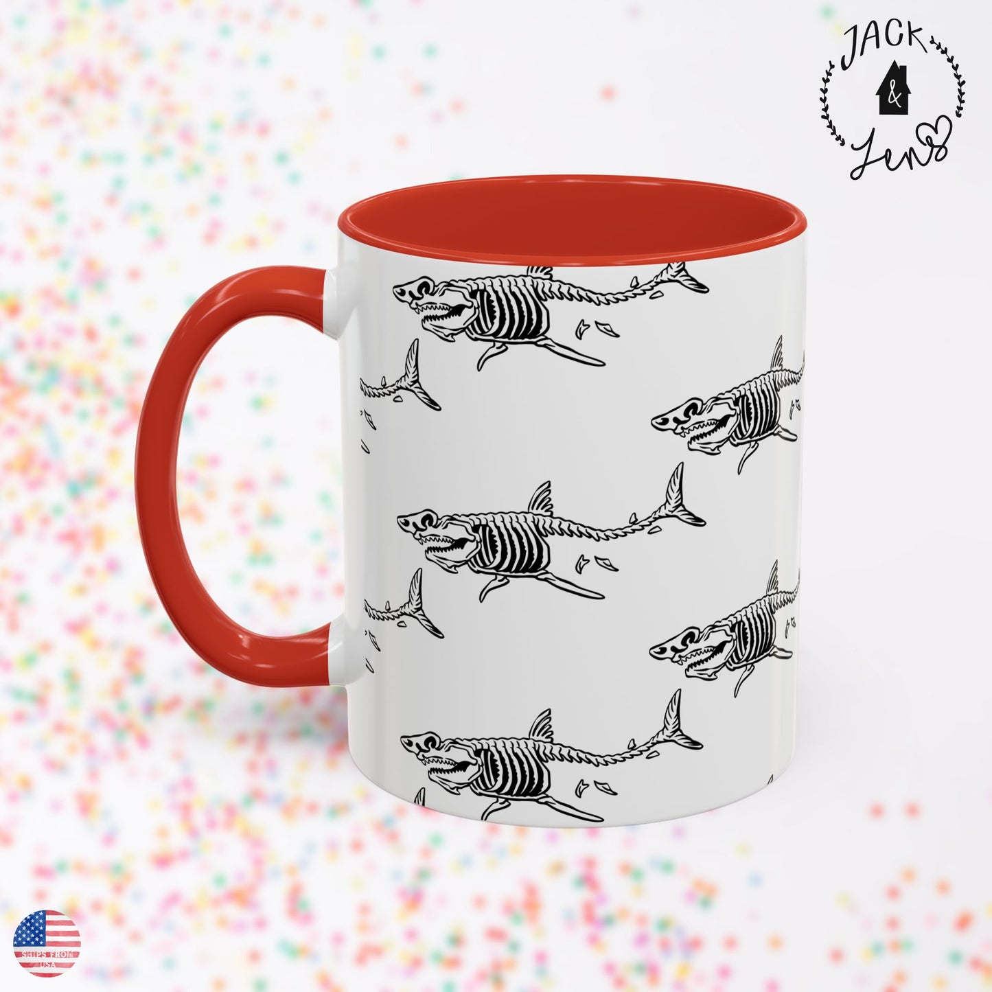 SKELTON SHARK PATTERN Accent Coffee Mug