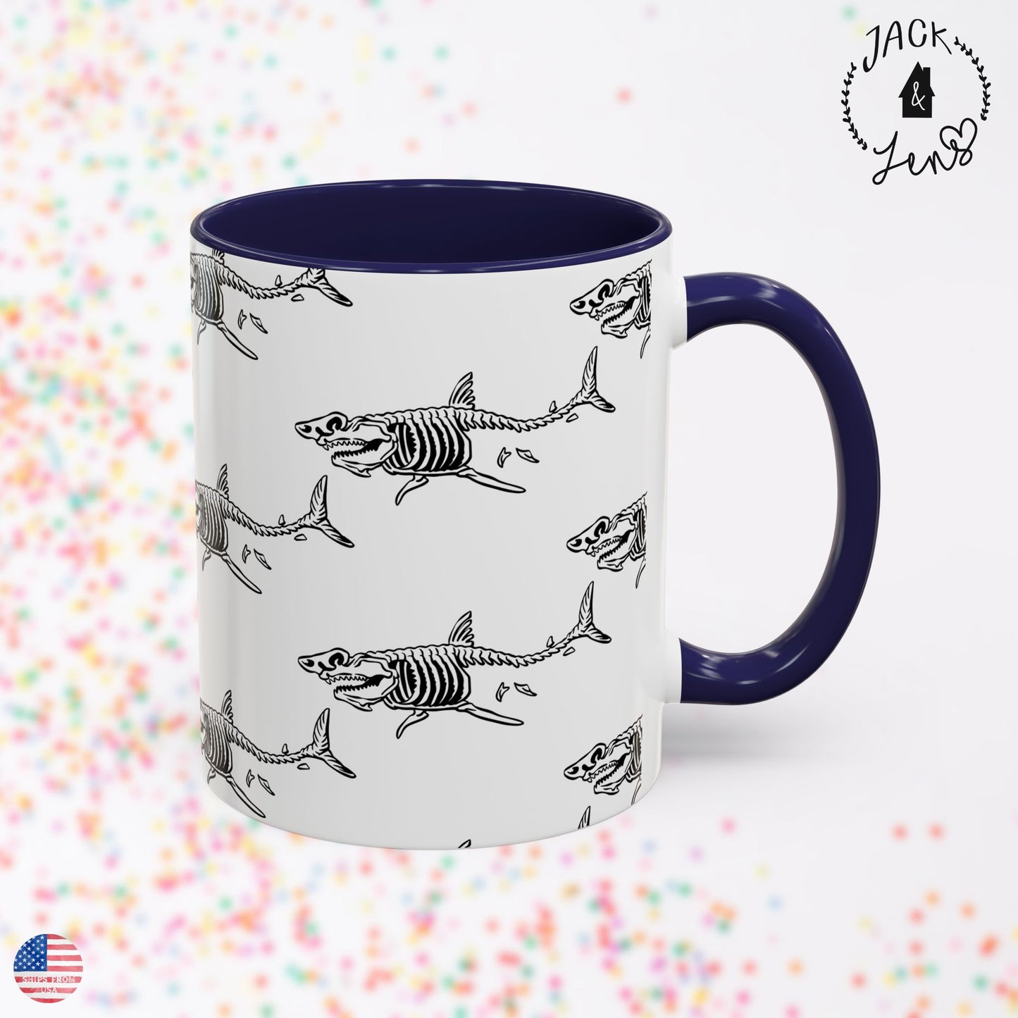 SKELTON SHARK PATTERN Accent Coffee Mug