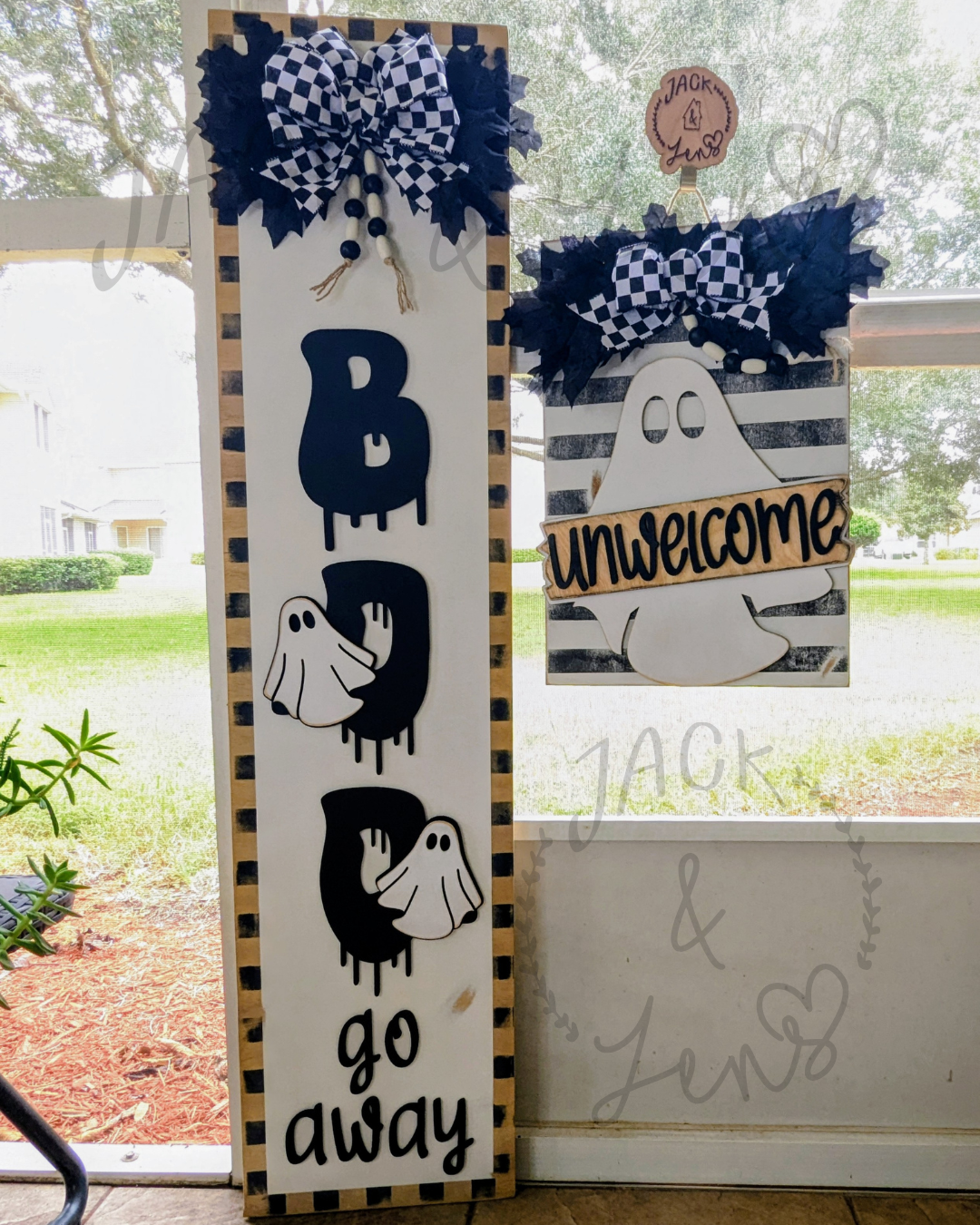 RTS - BOO Go Away + Unwelcome | Halloween Door Set