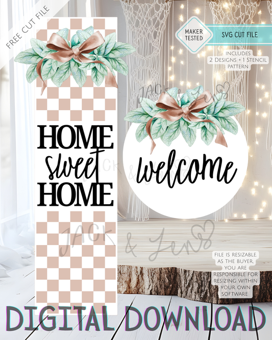 Free SVG File - HSH + Welcome Checkered Bundle