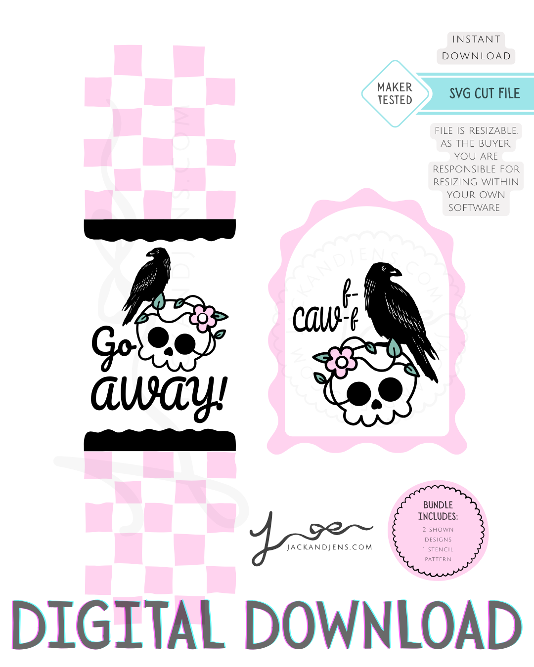 SVG File - Go Away Crow Skull Bundle