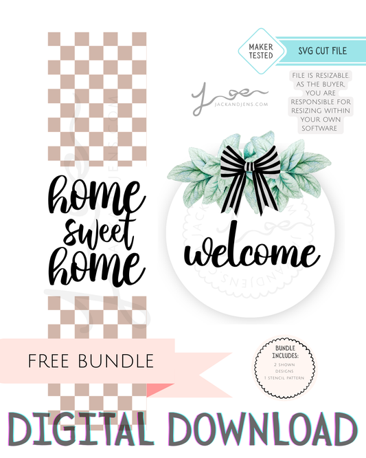 Free SVG File - HSH + Welcome Checkered Bundle
