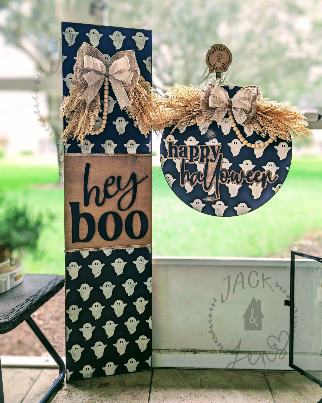 RTS - Hey Boo + Happy Halloween Ghosties | Halloween Door Set