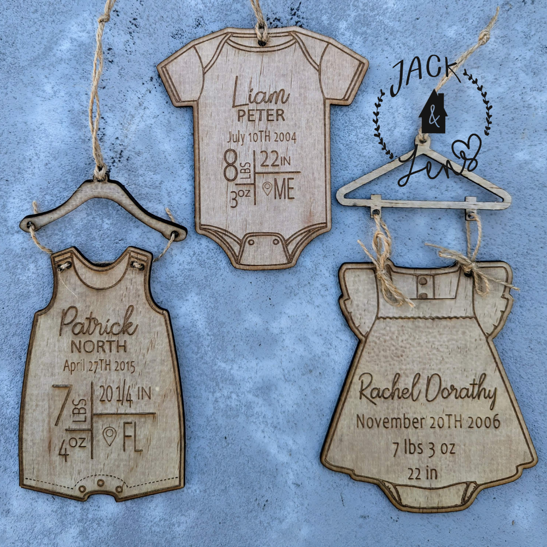 BABY BODYSUIT Birth Announcement Ornament