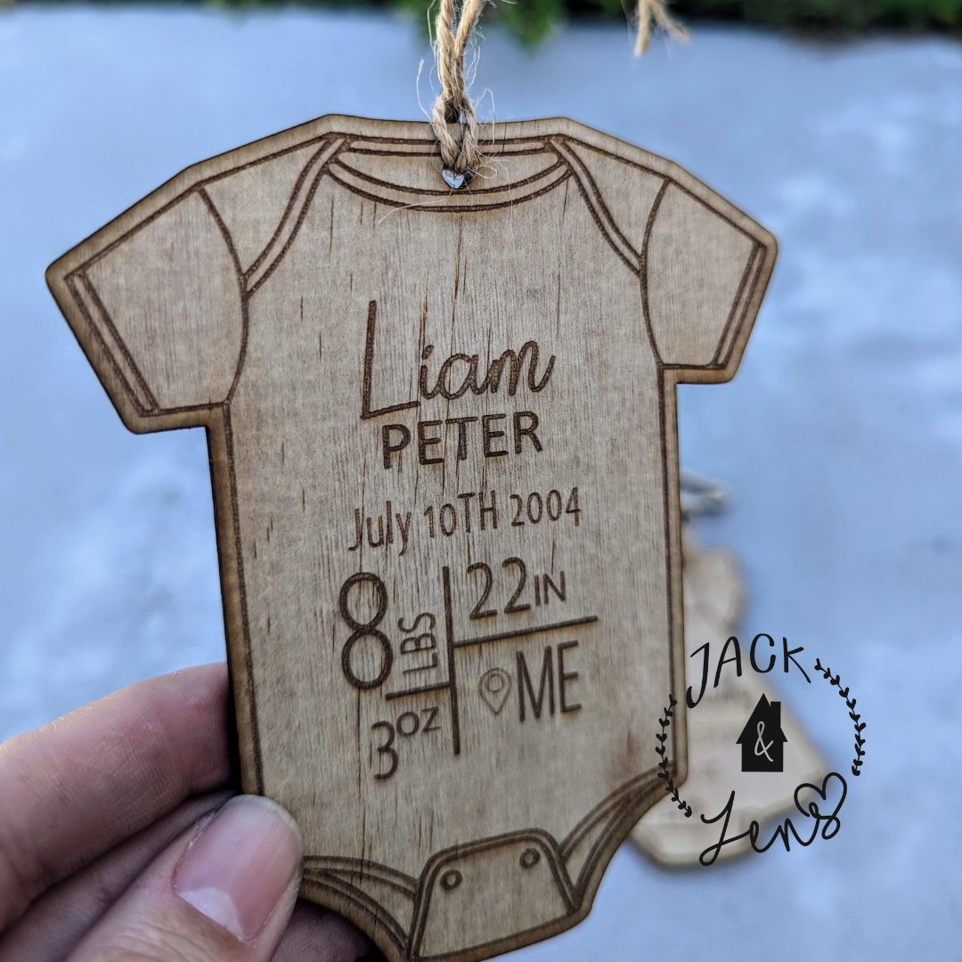 BABY BODYSUIT Birth Announcement Ornament